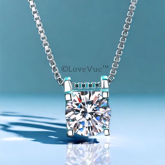 Certified 1ct. t.w. Diamond Moissanite Solitaire Necklace - Picture 4 of 14